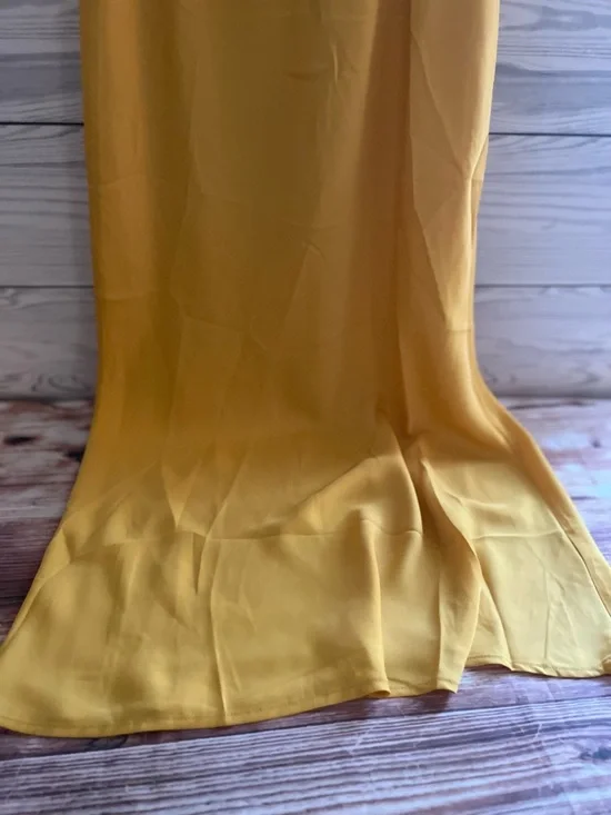 Pretty Garden Satin Halter Neck Maxi Dress in Mustard Yellow L - Picture 4 of 14